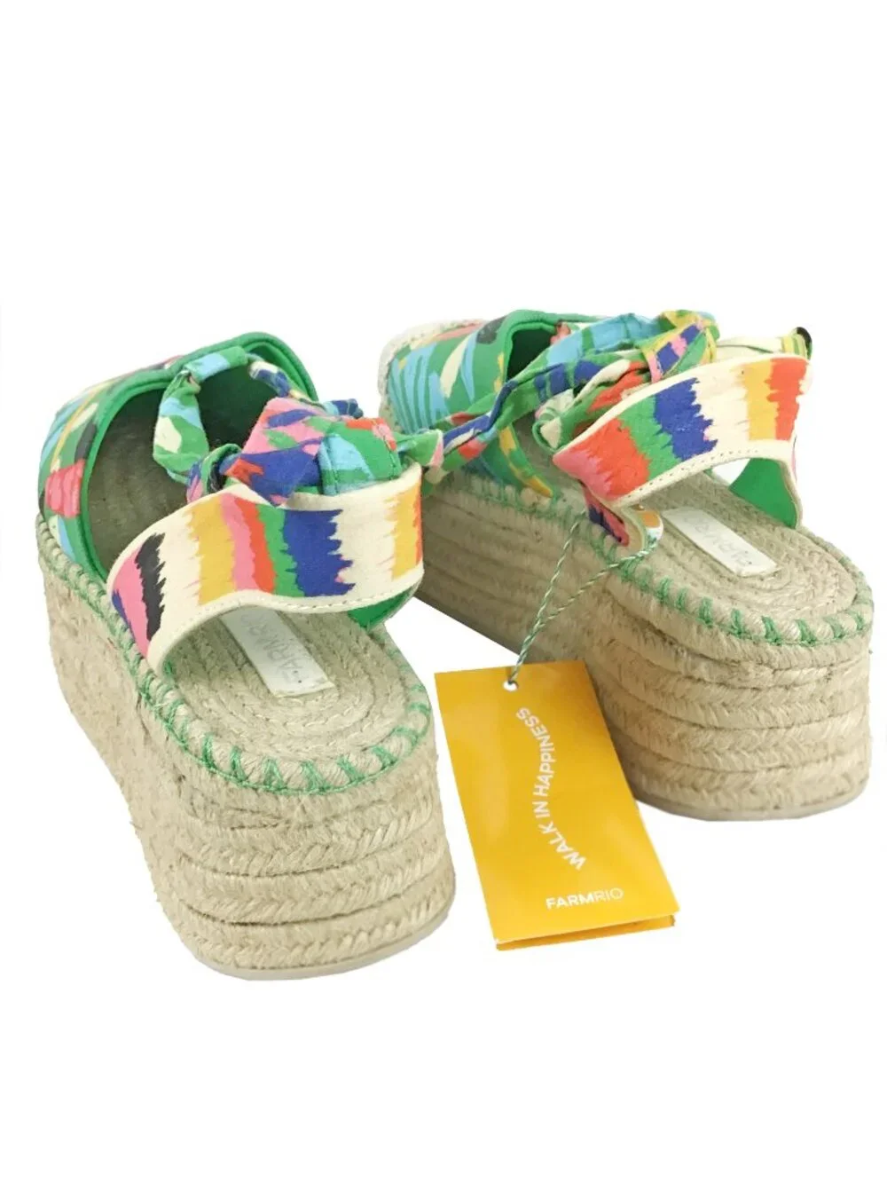 FARM RIO Green Forest Birds Espadrille Platform Sandals